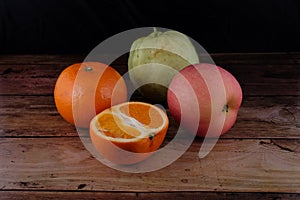 Photography of fruits on wooden background