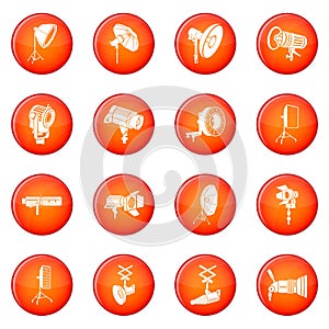 Photography icons set red vector