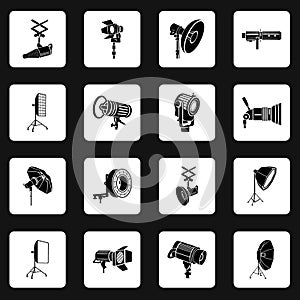 Photography icons set, simple style