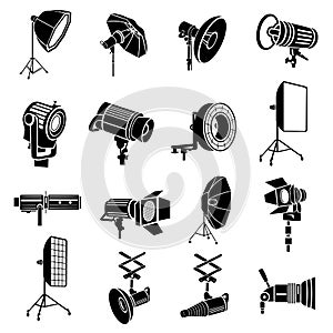 Photography icons set, simple style