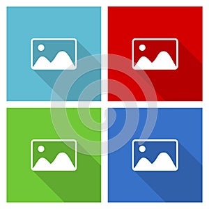 Photography, image, photo, picture icon set, flat design vector illustration in eps 10 for webdesign and mobile applications in