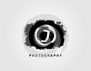 Photography letter J logo design concept template. Rusty Vintage Camera Logo Icon