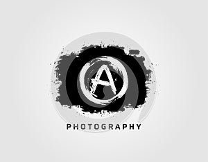 Photography letter A logo design concept template. Rusty Vintage Camera Logo Icon