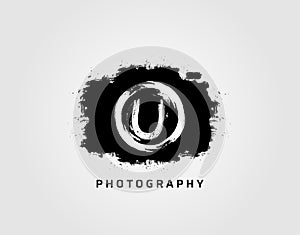 Photography letter U logo design concept template. Rusty Vintage Camera Logo Icon