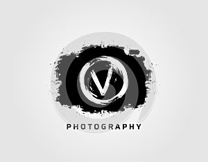 Photography letter V logo design concept template. Rusty Vintage Camera Logo Icon