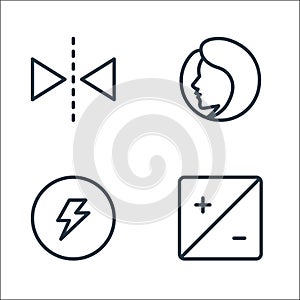 Photography line icons. linear set. quality vector line set such as contrast, power, face detection