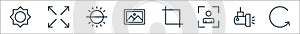photography line icons. linear set. quality vector line set such as loop, light, camera focus, editing, picture, brightness, full