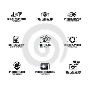 Photography logo set black color style