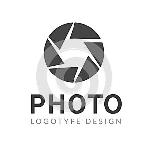 Photography logo template modern vector creative symbol. Shutter lens camera icon design element