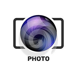 Photography logo template modern vector creative symbol. Shutter lens camera icon design element