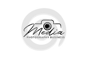 Photography logotype. Minimalist photography logo concept, fit for lens store, photo studio and camera business. Illustration
