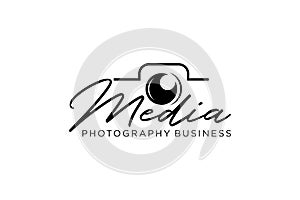 Photography logotype. Minimalist photography logo concept, fit for lens store, photo studio and camera business. Illustration