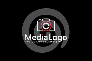 Photography logotype. Minimalist photography logo concept, fit for lens store, photo studio and camera business. Illustration