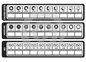 Photography manual template for photographers. Camera`s cheat sh