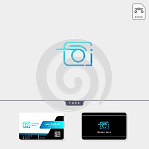 photography, photographer, camera logo template vector illustration, free business card design