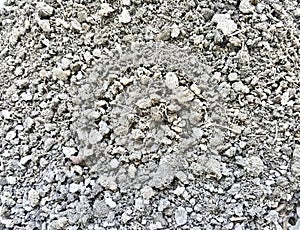 a photography of a pile of dirt and rocks with a small animal in the middle