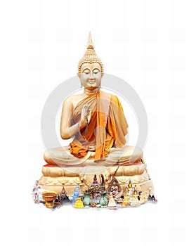 a photography of a statue of a person sitting on a pile of rocks, there is a statue of a buddha sitting on a pile of rocks