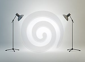 Photography studio with a light