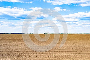 Photography on theme big empty farm field for organic harvest