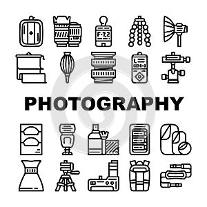 Photography Tool And Accessory Icons Set Vector