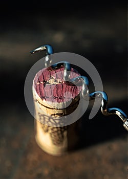 Photography of wine opener and cork