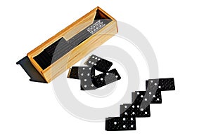 Photography of wooden boxed set of dominoes