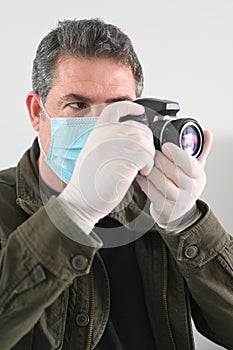 Photojournalist photographing the Coronaviruse pandemic COVID-19  outbreak