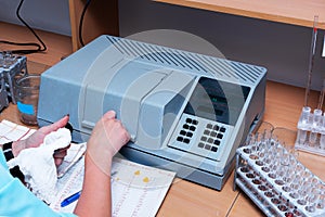 Photometer. A photometer is used in the laboratory photo