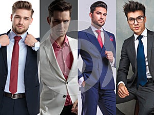 Photomontage of four handsome young men wearing suits photo