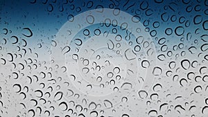 Photophone, Drops on glass, large drops of water, grodient blue and white