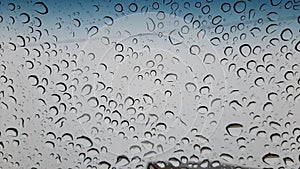 Photophone, Drops on glass, large drops of water, grodient blue and white