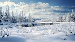 Photoreal Winter Landscape In Quebec Province: Romantic And Dramatic Terragen Photo