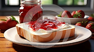 Photorealistic 3d Ar Image Of Strawberry Jam On White Bread