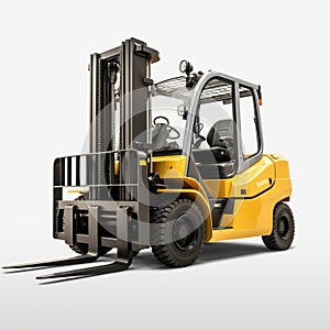 Photorealistic 3d Rendering Of Komatsu Forklift With Volumetric Light