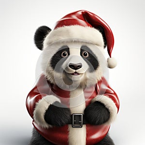 Photorealistic 3d Rendering Of Santa Claus Panda Bear