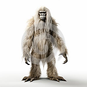 Photorealistic 3d Skunk Ape: White Furry Monster On Isolated Background