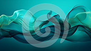 Photorealistic Abstract Drawing Banner With Teal Ink Swirling In Water