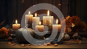 photorealistic, all saints\' day background, sober, candles, soft tones, for all Saints Day or All Souls\' Day