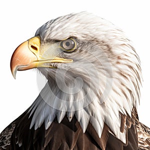 Photorealistic Bald Eagle Head Rendering On White Background