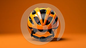 Photorealistic Bike Helmet On Orange Background - Gorpcore Inspired