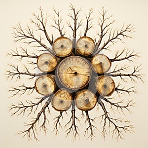 Photorealistic Birch Clock With Organic Flowing Forms