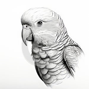 Photorealistic Black And White Parrot Drawing In 8k Resolution