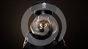 Photorealistic Bunny Police Officer: Evocative Environmental Portraits