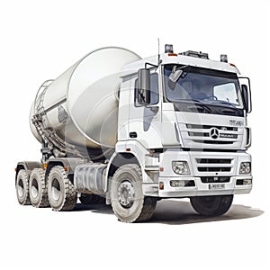 Photorealistic Cement Mixer Truck Monster Truck On White Background