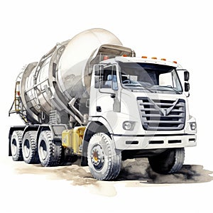 Photorealistic Cement Mixer Truck Monster Truck On White Background