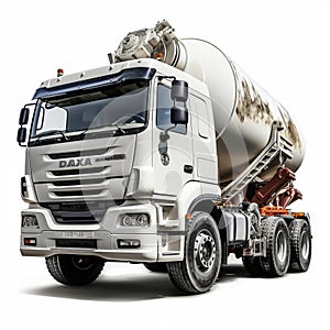 Photorealistic Cement Mixer Truck Monster Truck On White Background