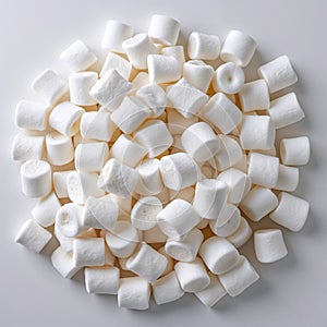 Fluffy Marshmallows with Rounded Shapes on White Background