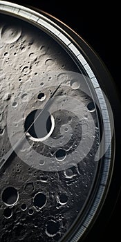 Photorealistic Closeup Of Moon Clock: A Densely Textured Lunar Masterpiece