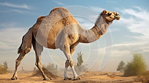 Photorealistic 3d Model Of Large Camel Walking In Unreal Engine photo
