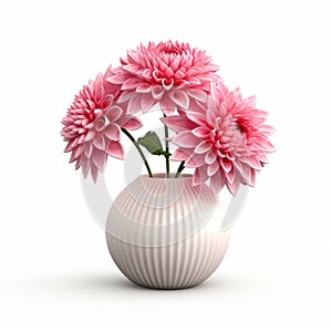 Photorealistic Dahlia In Modern Mat Ceramic Vase photo